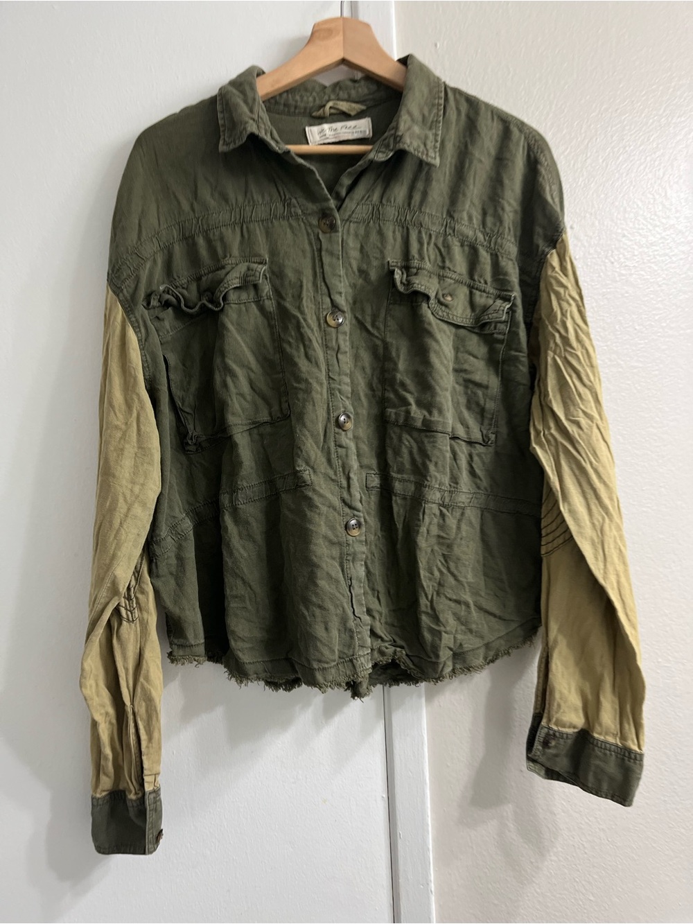 We The Free Two-Tone Olive and Tan Utility Jacket - Women